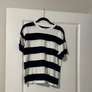 Old Navy White and Navy Striped Tee